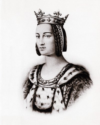 Retrato de Carlota de Saboya (1445-1483), reina de Francia, grabado, sd. de Unbekannter Künstler