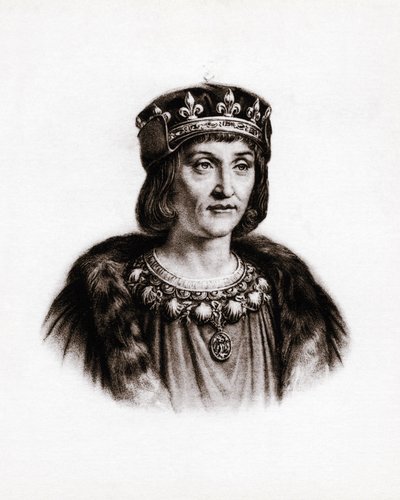 Retrato de Luis XII (1462-1515), rey de Francia. Grabado de Unbekannter Künstler