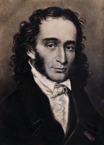 Retrato de Niccolo Paganini (grabado) de Unbekannter Künstler