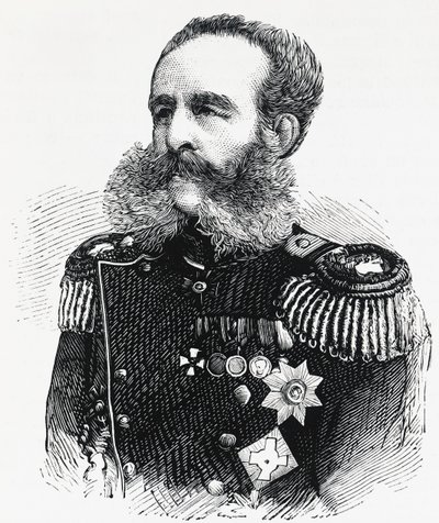 Retrato del Príncipe Dmitry Ivanovich Sviatopolk-Mirsky (1825-1899), general ruso, grabado de William M. Timlin