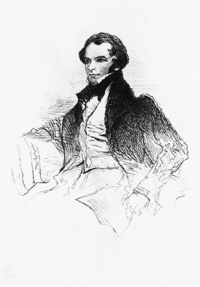Retrato de Prosper Merimee (1803-1870), escritor, dramaturgo, historiador y arqueólogo francés, grabado de Prosper Merimee, Ses portraits, ses dessins, sa bibliotheque, por Maurice Tourneux, publicado por Charavay freres de William M. Timlin