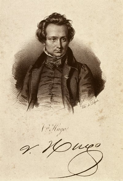 Retrato de Victor Hugo (litografía) de Unbekannter Künstler