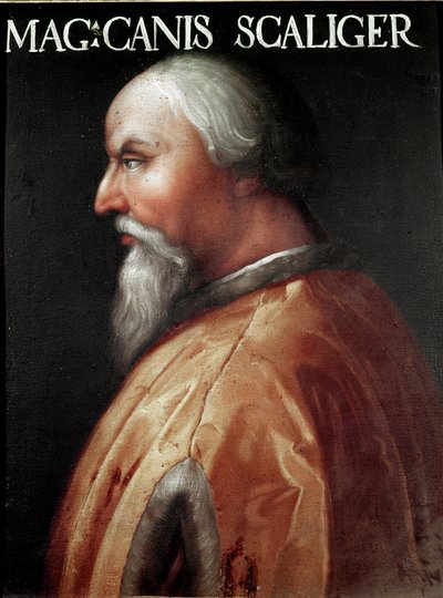 Retrato del Señor de Verona Can Francesco della Scala llamado Cangrande I (1291-1329) Pintura anónima. Galería de los Uffizi (Oficinas), Colección Gioviana de Unbekannter Künstler