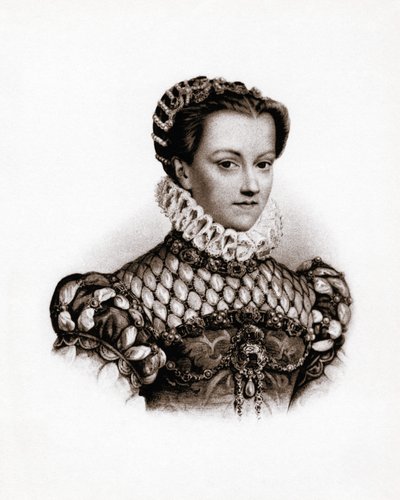 Retrato de la reina de Francia Isabel de Austria (1555-1592) Grabado del siglo XIX de Unbekannter Künstler