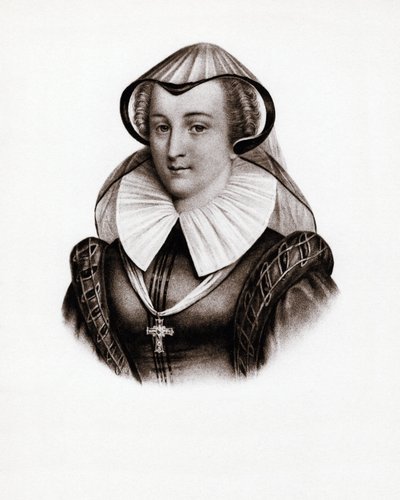 Retrato de la reina de Francia María Estuardo (María Iere de Escocia) (1542-1587). Grabado del siglo XIX de Unbekannter Künstler
