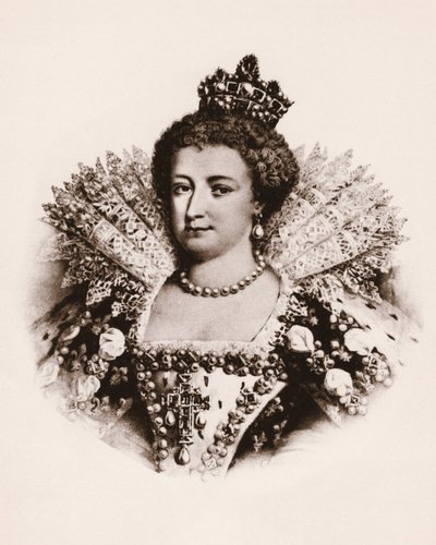 Retrato de la reina de Francia María de Médicis (1576-1642) Grabado del siglo XIX de Unbekannter Künstler