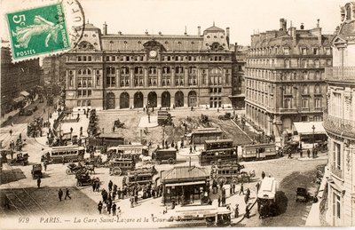 Tarjeta postal/Estación Saint Lazare/París/Seine/Ile de France/Francia de William M. Timlin