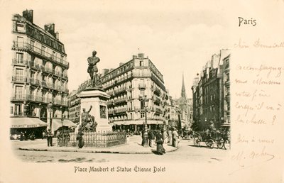 Plaza Maubert, Estatua de Etienne Dolet, París, Sena, Isla de Francia, Francia de William M. Timlin