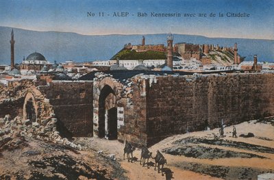Postal que representa Bab Quinnasrin y la Ciudadela en Alepo, c.1920 de Unbekannt