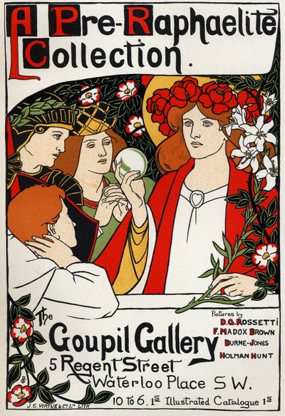 Exposición prerrafaelita en la Galería Goupil, Londres, c. 1897 (cartel) de Unbekannter Künstler