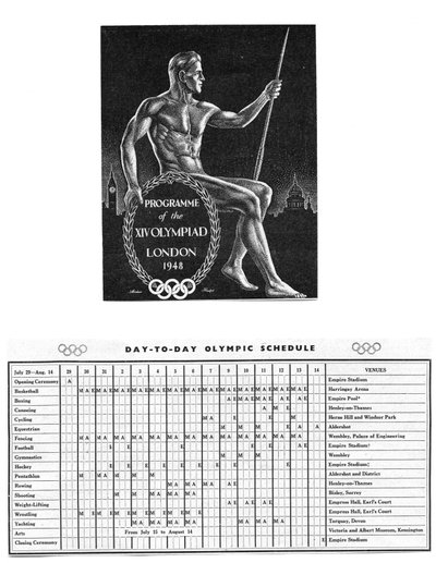 Programa de la XIV Olimpiada en Londres y el Calendario Olímpico Diario del 29 de julio al 14 de agosto de Unbekannt