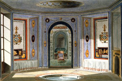 Proyecto de cuarto de baño bajo el Directorio, finales del siglo XVIII (acuarela) de Unbekannter Künstler
