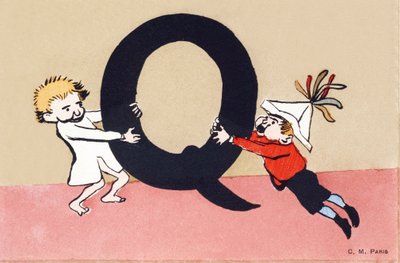 Q como pelea - Alfabeto infantil. C. M. editor, París. Tarjetas postales pintadas a mano, franqueadas en 1904. Dimensiones: 14 x 9 cm de Unbekannt