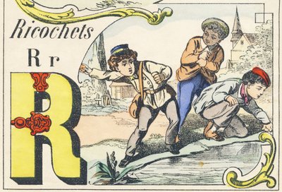 R: ricochets - Alfabeto de juegos, c.1890 de Unbekannt