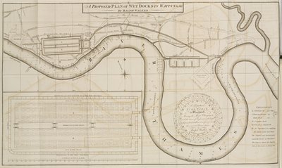 Plan propuesto por Ralph Walker de muelles húmedos en Wapping, Londres de Unbekannt
