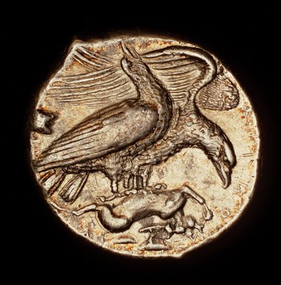 Rara moneda griega antigua, dracma de plata, Agrigentum, águila con liebre c 410 a.C. (foto) de Unbekannter Künstler