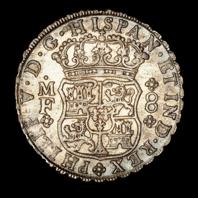 Moneda de Plata Rara, América Española Rey Fernando VI, 8 Reale, Escudo Coronado con Armas Españolas 1740 (foto) de Unbekannter Künstler