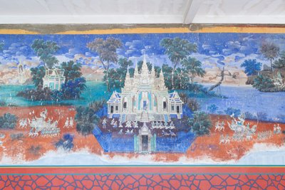 Frescos de Reamker adornan las paredes del complejo del palacio real de Phnom Penh, Camboya (foto) de Unbekannter Künstler