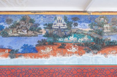 Frescos de Reamker adornan las paredes del complejo del palacio real de Phnom Penh, Camboya (foto) de Unbekannter Künstler