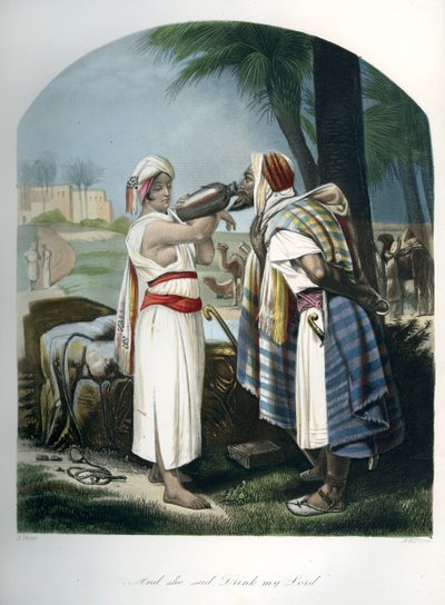 Rebeca dando agua al criado de Isaac - Biblia de Unbekannter Künstler