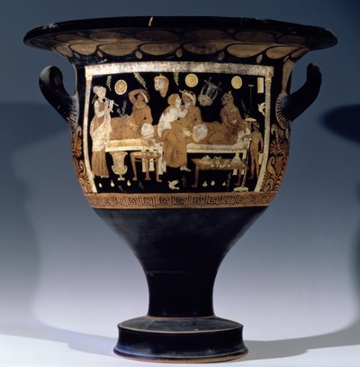 Crátera de campana de figuras rojas que representa una escena de banquete de Unbekannt