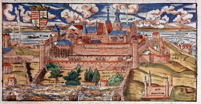 Buda reforzada (Hungría), c. 1550 (grabado) de Unbekannter Künstler