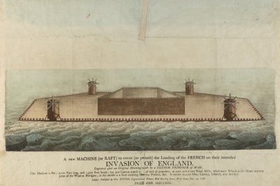 Representación de la balsa francesa que supuestamente invadió Gran Bretaña en 1798 (grabado) de Unbekannter Künstler