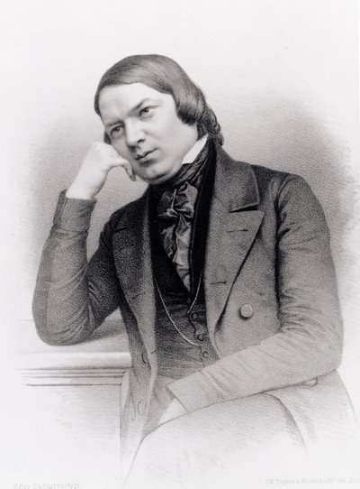 Robert Alexander Schumann, compositor alemán, grabado por Isaac Wilhelm Tegner y Johann Adolf Kittendorff, después de un daguerrotipo de Unbekannt