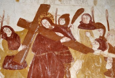 Arte románico: La Capilla de Santa Catalina, Voute en la brisa de la cuna, la Infancia de Cristo, la Pasión, el Juicio Final y Cristo en el Majestuoso. Frescos de la iglesia de Notre Dame d