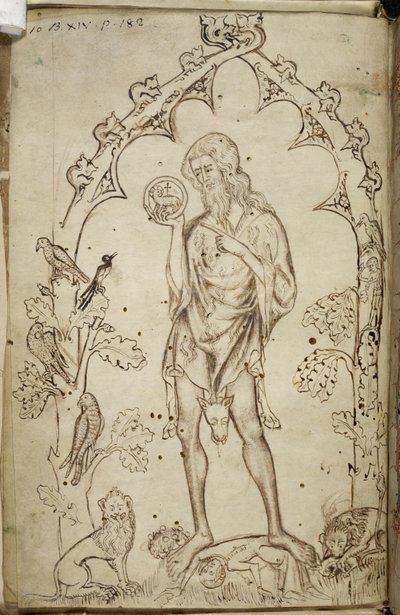 Royal MS 10 B XIV f.3 San Juan Bautista (pluma y tinta sobre papel) de Unbekannter Künstler
