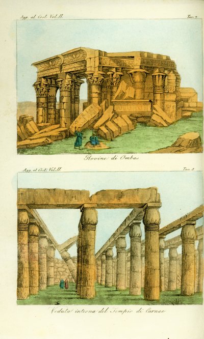 Ruinas del Templo de Kom Ombo (Ombas), Nubia, y vista del Templo de Karnak, Luxor, Egipto de Unbekannt