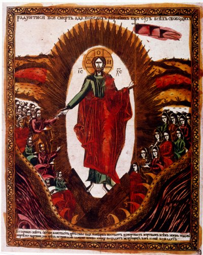 Ilustración rusa del siglo XIX que representa la resurrección de Cristo aprox. 1840 de Unbekannter Künstler