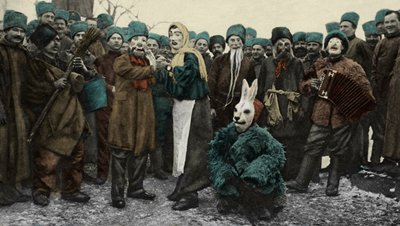 Fiesta de disfraces de soldados rusos durante la Primera Guerra Mundial de Unbekannter Künstler
