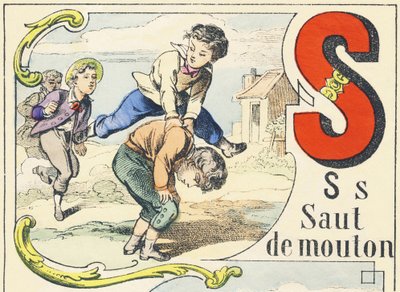 S: salto de oveja - Alfabeto de juegos, c.1890 de Unbekannt