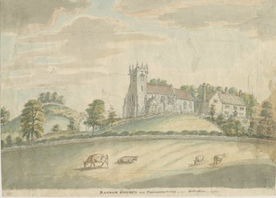 Iglesia y Parroquia de Sandon: pintura en acuarela, 1797 de Unbekannt