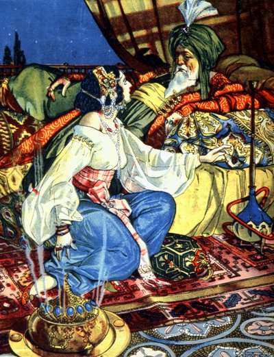 Scheherezade y el califa, c. 1920 (ilustración) de Unbekannter Künstler