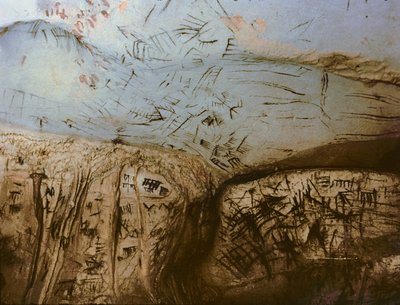 Símbolos esquemáticos, pintura rupestre neolítica, c. 5º milenio a.C. (foto) de Unbekannter Künstler