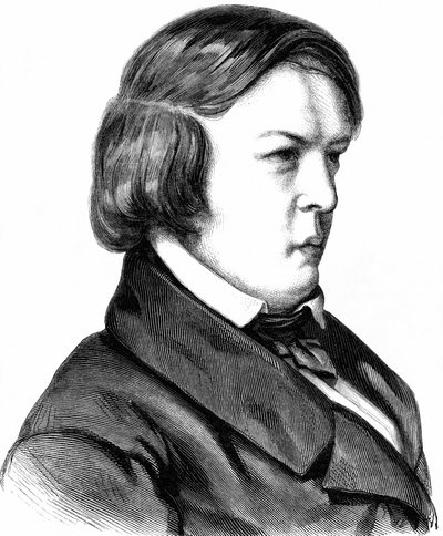 Schumann, Robert , compositor alemán , nacido el 08. 06. 1810 en Zwickau, fallecido el 29. 07. 1856 en Endenich, cerca de Bonn. 07. 1856 en Endenich cerca de Bonn, grabado en madera hacia 1860 de Unbekannter Künstler