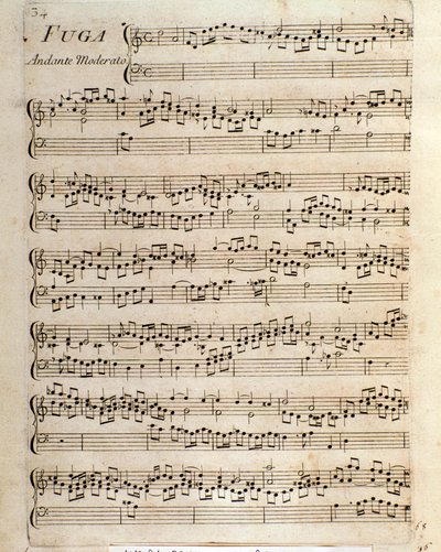 Página de partituras de la Fuga en Piezas para clave de Domenico Scarlatti de Unbekannter Künstler