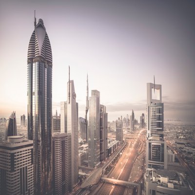 Sheikh Zayed Road, Dubái, Emiratos Árabes Unidos, 2015 (foto) de Leopold Blonder