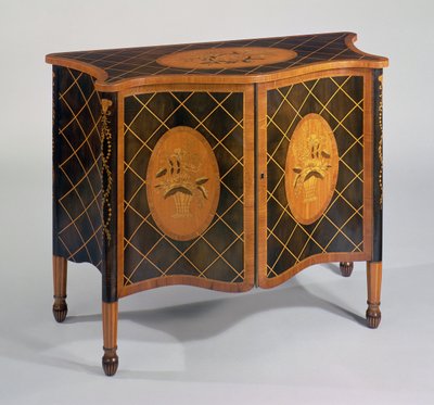 Cómoda serpentina de marquetería y madera de Sheraton, c.1790 de Unbekannt