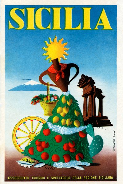 Sicilia - cartel turístico de Unbekannter Künstler
