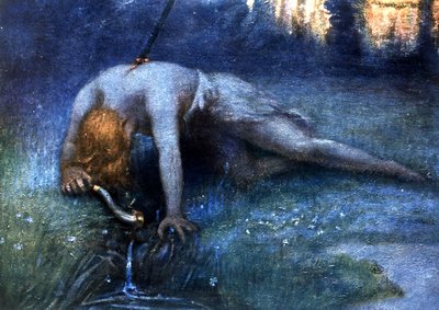La muerte de Sigfrido (ópera de Wagner), principios del siglo XX (ilustración) de Unbekannter Künstler