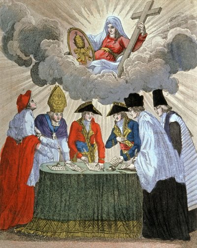 Firma del Concordato entre Napoleón y el papa Pío VII (1801),siglo XIX (grabado) de Unbekannter Künstler