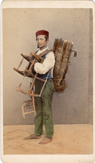 Retrato de un joven reparador de sillas, Venecia. Siglo XIX de Unbekannt
