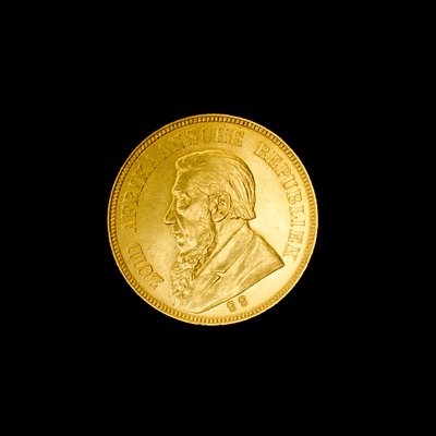 Moneda sudafricana de un pond (anverso) con la cabeza de Paul Kruger de Unbekannt
