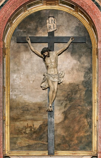 Transepto sur, Altar del Crucifijo, Angelo Nani y Carlo Natali 1641, Crucifijo de madera por Giacomo Bertesi 1687, Catedral de Santa María Assunta, Catedral, Cremona, Lombardía, Italia de Unbekannt