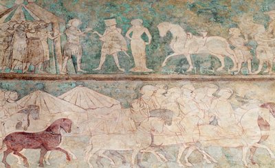 España, Aragón, Zaragoza, Palacio de la Aljafería, detalle de fresco de Benjamin Baud