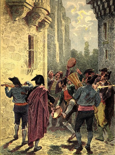 Serenata española. Grabado en "Los Pueblos de la Tierra" 1890. de Unbekannter Künstler