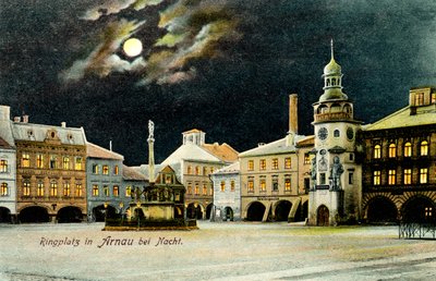 Plaza de Hostinné (Arnau) de noche de Unbekannter Künstler
